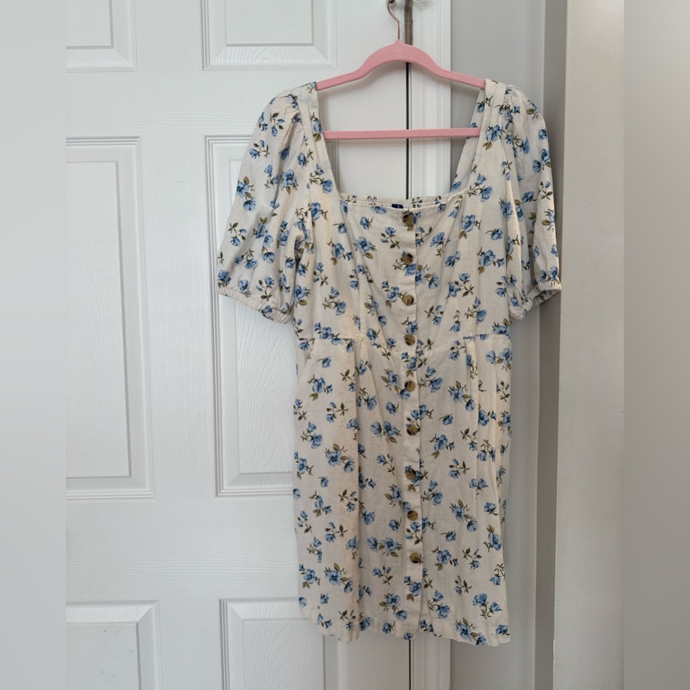 Old Navy Blue Floral Mini Dress with Pockets